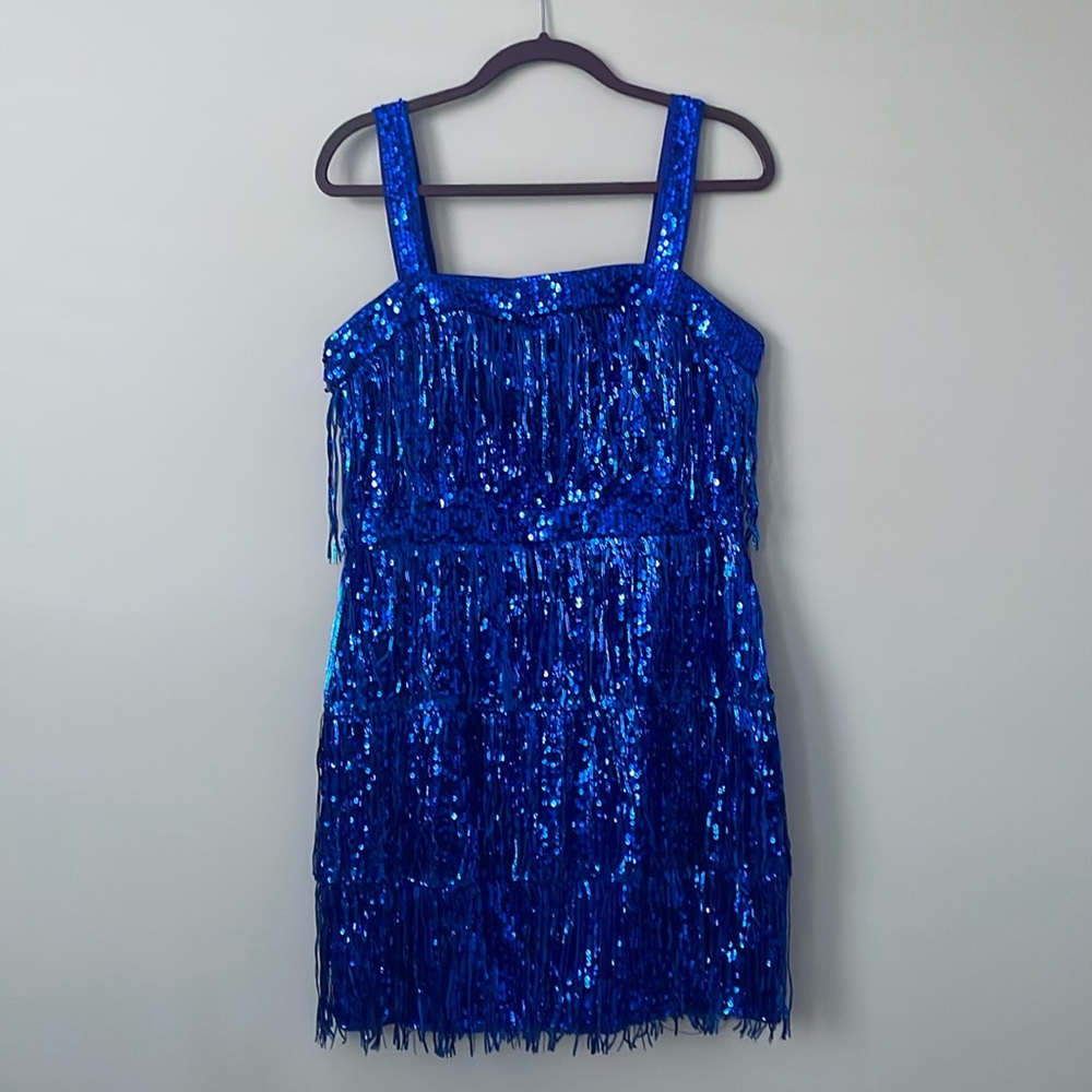 SHEIN Blue Sparkly Fringe Dress